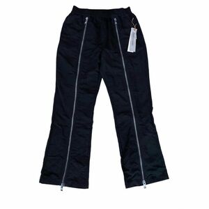 Purple Brand Black Sateen Track Pant with Zipper Detail Size Large